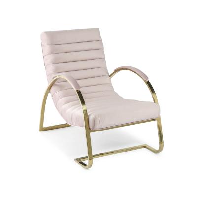 China 5 Star Hotel Pink Brushed Velvet Modern Single Sit Armchair Customization for sale