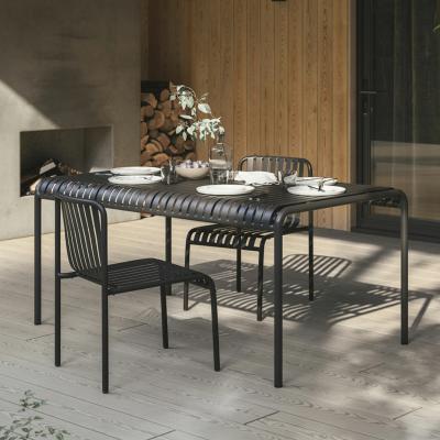 China 5 Star Hotel Minimalist Style Outdoor Black Dinning Table For 6 for sale