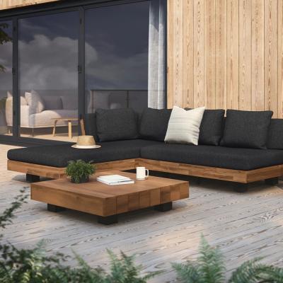 China L Shape Sectional Fabric Outdoor Sofa Bed With Wooden Frame For Roof Patio for sale