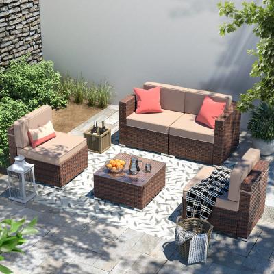 China High-grade Hotel Outdoor Sofa Rattan Wicker Rattan Chair Rattan Sofa Combination for sale