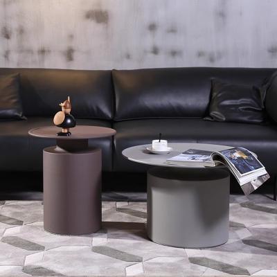 China Five-star Hotel Modern Carbon Steel Art Round Corner Table Guest Room Bedside Table for sale