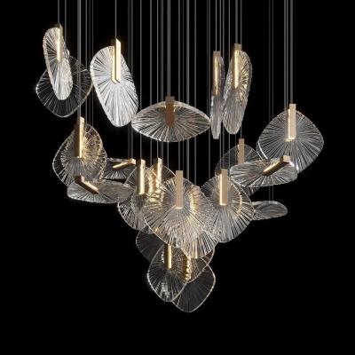 China Off-Standard Custom Whole House Chandelier Glass Disc Metal Art Piece Lights for sale