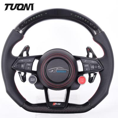 China Custom Led Leather Sport Audi Carbon Fiber Steering Wheel With Paddles S7 Rs6 R8 for sale