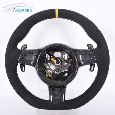 China 400mm Full Leather Alcantara Porsche 992 Steering Wheel Yellow Stripe for sale