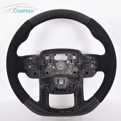 China Estilo negro los 35cm de la puntada de la tierra de la fibra amarilla de Rover Series Steering Wheel Carbon en venta