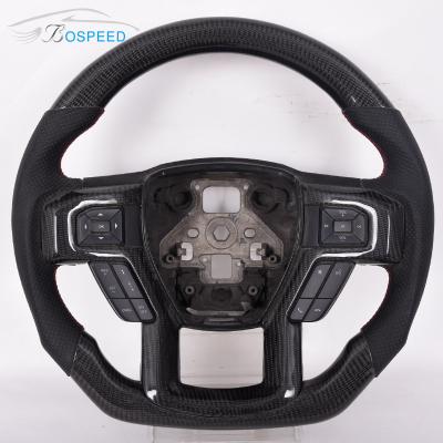 China Sports Twill Gloss Ford Carbon Fiber Steering Wheel Raptor Red Leather for sale