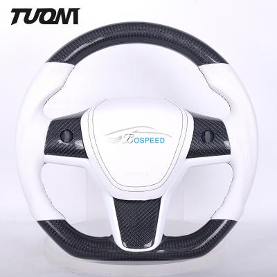 China Model 3 Modely tesla carbon fiber-Stuurwielen Wit Leer Te koop