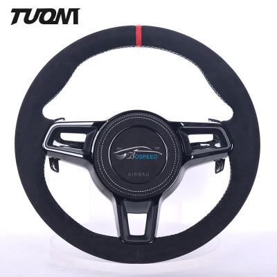 China Cayenne Macan 911 Porsche Carbon Fiber Steering Wheel Full Black Alcantara Leather OEM for sale