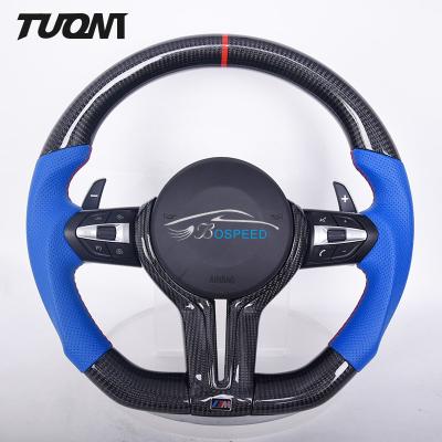 China Ergonomic BMW Carbon Fiber Steering Wheel Flat Bottom Easy Installation for sale