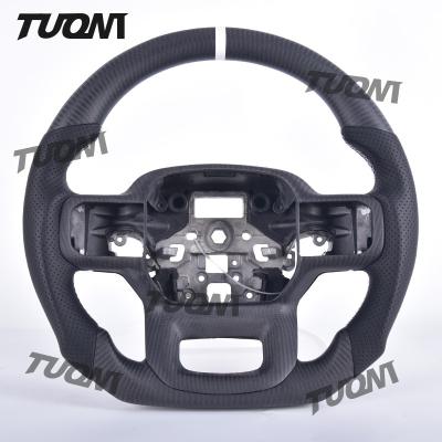 China Custom Leather Flat Bottom Ford Carbon Fiber Steering Wheel Bolt On Upgrade for sale