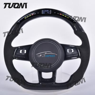 China VW Volkswagen Carbon Fiber Alcantara Leather Steering Wheel with LED Display for sale