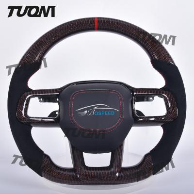 China Leather Carbon Fiber Ford Mustang Steering Wheel with Custom Button and Stripe Colors for sale