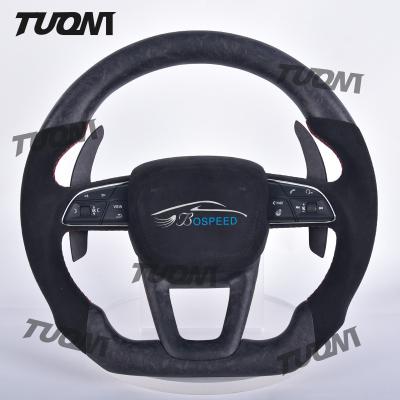 China Ergonomic Carbon Fiber Audi Steering Wheel Lightweight Black Leather Smooth Surface with Airbag for sale