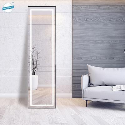 China Hotel Full Body Position Bedroom Floor Standing Mirror Modern Smart Wall Dressing Table Mirror With Touch Sensor 3 Color Adjustable for sale