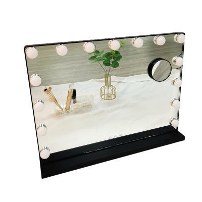 China Lighted Makeup Use Touch Lighted Mirror Hollywood Cosmetic Vanity Mirror With Magnifying Glass for sale