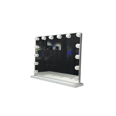 China Single Side Lighted LED Makeup Vanity Rack Beauty Salon Mirrors With 14 Led Lights for sale