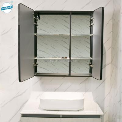 China Modern Bathroom Mirror Sight Contemporary Fogproof Aluminum Washroom Mirror Cabinet With Storage Case 3-Layer Medicine Cabinet IP44 for sale