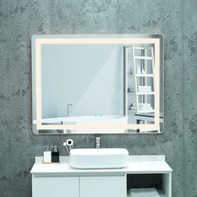 China Manufacture Bathroom Smart Mirror Demister Magnifying Wall Mounted Touch Screen Led Lighting Bath Magic Mirror for sale