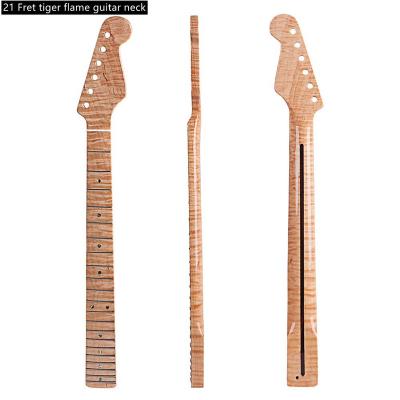 China Electric Guitar 21 Fret Tiger Flame Maple Wood Glossy Finish St Electric Guitar Neck for sale