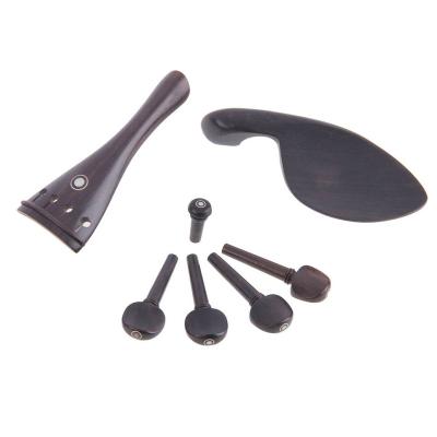 China 4/4 Violin Ebony Wood 4/4 Violin Fiddle Chin Rest Tuning Peg Endpin Set Violin Parts Tailpiece for sale