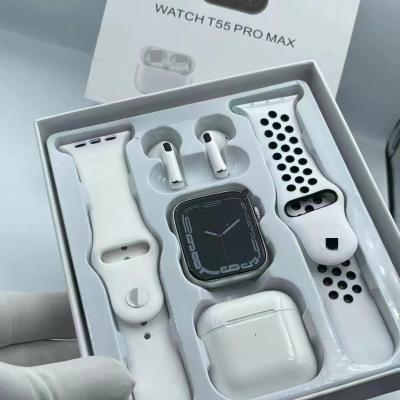 China APP Control Fashion Smart Watch Earphone 2 in 1 T55 pro max Smartwatch Series 7 Pro 4 Earphone T55 pro max Smart Watch for sale