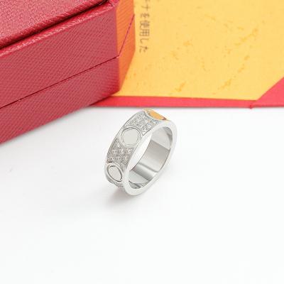 China The Other Classic Designer Couple Ring Gypsophila Zircon Ring Stainless Steel Jewelry for sale