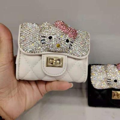 China 2021 New Fashion Anti-theft/Waterproof Mini Cartoon Purses Diamond Leather Wallet Purses Cheap For Women for sale