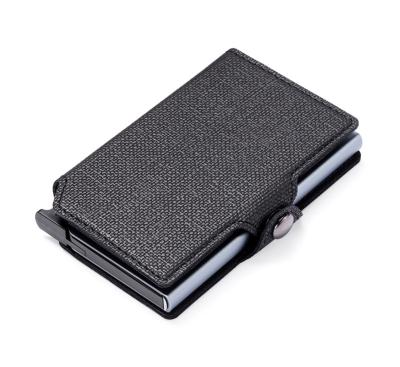 China Blue Camouflage RFID PU Leather Wallet RFID Blocking Card Holder With Automatic Pop Up Function Card Case Unisex Wallet for sale