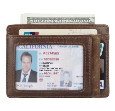 China RFID Rfid Blocking Credit Card Sheath Genuine Leather Wallet To Hold Bank Cards Driver License Cash for sale