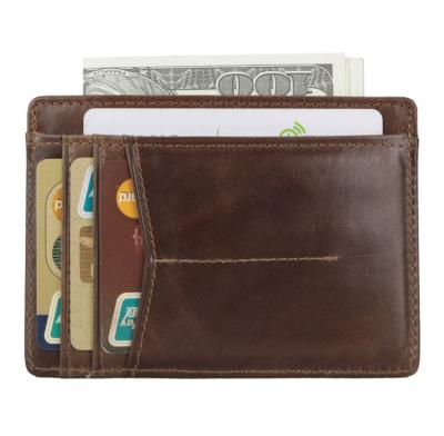 China Genuine Leather RFID Rfid Sleeve Debit Credit Card Protector Wallet For Luxury Gift for sale