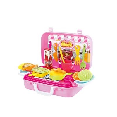 China Baby Learning Education Pretend Play Set Indoor Preschool Girls Toy Plastic Children's Dream Kitchen Toys Cooking Suitcase for sale