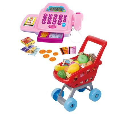 China Baby learning new lightweight education multi-function vending machine toys and music supermarket trolley children plastic cash register toys for sale