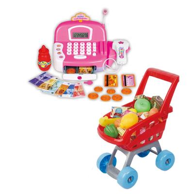 China Baby Learning Multifunctional Toys New Plastic Education Supermarket Trolley Vending Machine Light And Music Children Cash Register Toys for sale