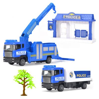 China Friction Toy New Hot Friction Model Car Boy Set Set Toy Pretend Fire Truck Engineering Vehicle Police Car Scene Children Alloy Toy Car for sale