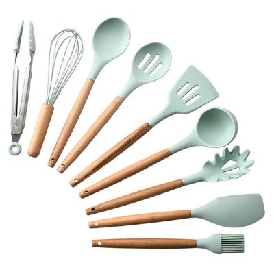 China Sustainable Factory 9pcs Custom Multicolor Silicone Cooking Kitchen Utensils Tool Kit for sale