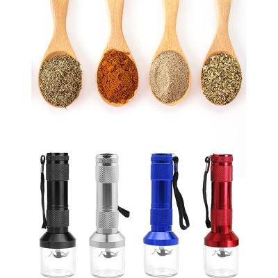 China Metal Aluminum Alloy Electric Grinder Flashlight Electric Grinder Shaped Herb Crusher Crank Handy Spice Muller for sale