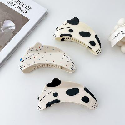 China Hair Accessories 2022 Hot Selling Big Ponytail Hair Clip Acetate Rhinestone Dog Hair Accessories Korean Popular White Acrylic Dog Hair Accessories Big Claw Clip for sale