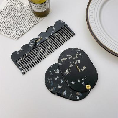 China For High Quality Custom Logo Toppik Black Travel Cellulose Acetate Hair Comb Set 2022 Newest Design Home Use Fashion for sale