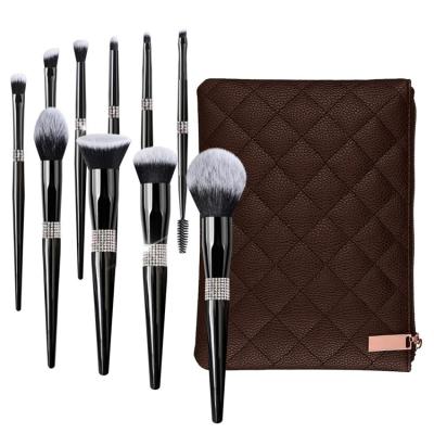 China Angular Blush 2022 New High Quality Make Up Tools Custom Logo Professional Black Fluffy Synthetic Hair Bling Makeup Brushes for sale