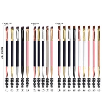 China Angular Blush Free Sample Hot Sale Amazon Gift Custom Logo Double Sided Makeup Brush Eyelash Eyebrow Brush for sale