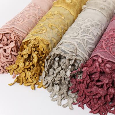 China Hot-selling Cotton Lace Bib Quilting Shawl, Pure Color Tie-Dyed Wool Ball Cotton and Linen Scarf for Women for sale