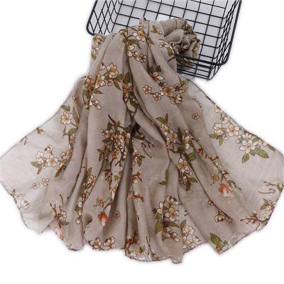 China Bali Yarn Floral Bali Flower Chat Scarf Popular Chinese Style Autumn And Winter Warm Cotton Long Scarf for sale