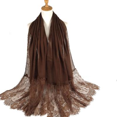 China Neckscarf& New Style Cotton Scarf High Quality Muslim Women Long Soft Lace Canvas Shawl for sale