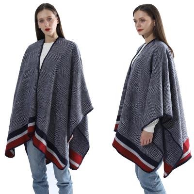 China Artificial Cashmere Faux Cashmere Split Large Shawl Ladies Thick And Soft Warm Coat Coat for sale