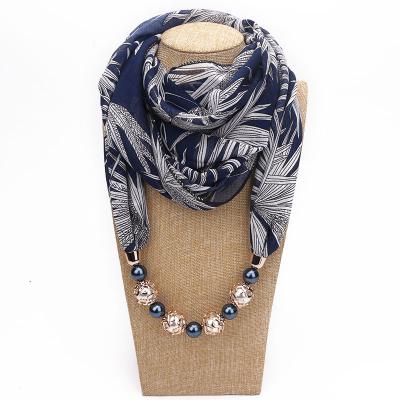 China Beaded Chiffon Hanging Scarf Printed Chiffon Collar Scarf for sale