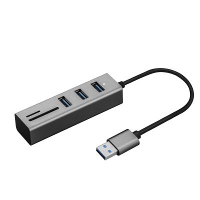 China BC1.2 Technology USB 3.0 HUB Type B with Card Reader 5 IN 1 3*USB3.0 TF SD Card 1PD Charger for Macbook and Type C Devices for sale