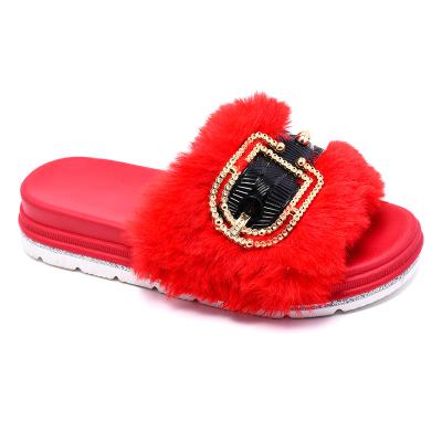 China Fashion Trend Thick Sole Slippers 2023 New Summer Outwear Slippers Women's Tall Mink Fur Popular One Line Slippers for sale