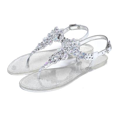 China Fashion Trend Flip-flops Ladies wear 2023 new summer Crystal flat flip-flops Beach Romanesque shoes Thong clip-toe flat sandals for sale