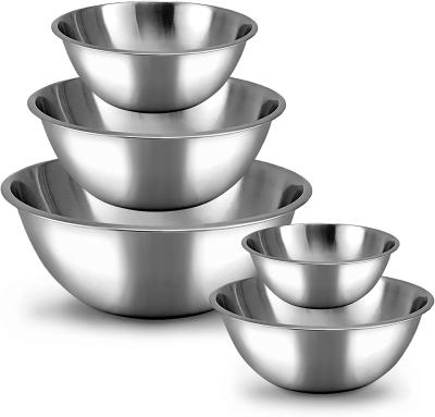 China Durable Set of 5 Piece 0.75-1.5-3.0-4.0-5.0 Quart Meal Prep Stainless Steel Mixing Bowls Heavy Duty Set for sale