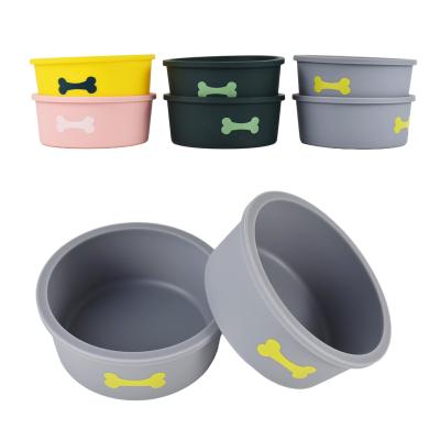 China Viable Custom Color And Logo Easy Cleaning Silicone Pet Feeder Bowls Dog Bowls Cat Water Bowl for sale